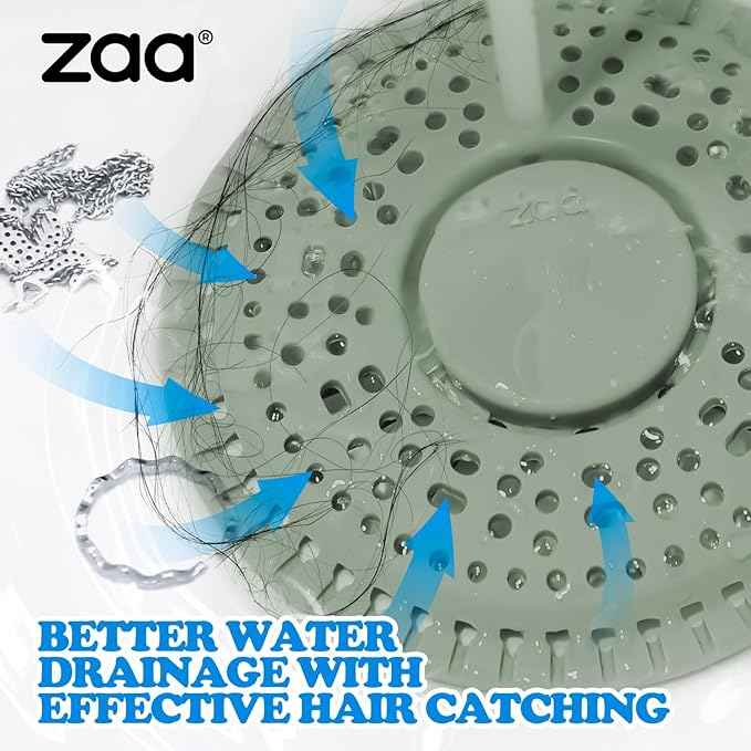 zaa Shower Drain Hair Catcher, 2 Pack Premium Silicone Drain Protector & Shower Drain Cover, Shower Installation Kits for Flat Drains of Shower Room, Bathroom, Dark Green