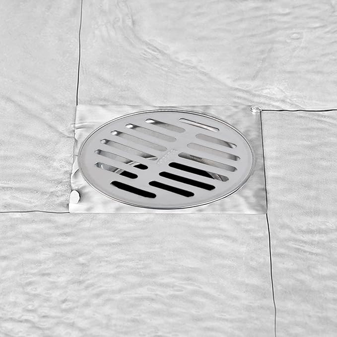 Antrader 2Pcs Round Floor Drain Cover,3.82 Inch Stainless Steel Floor Drain,Sewer Drain Cover for Outdoor Yard Pipe Roof Balcony,Silver Tone