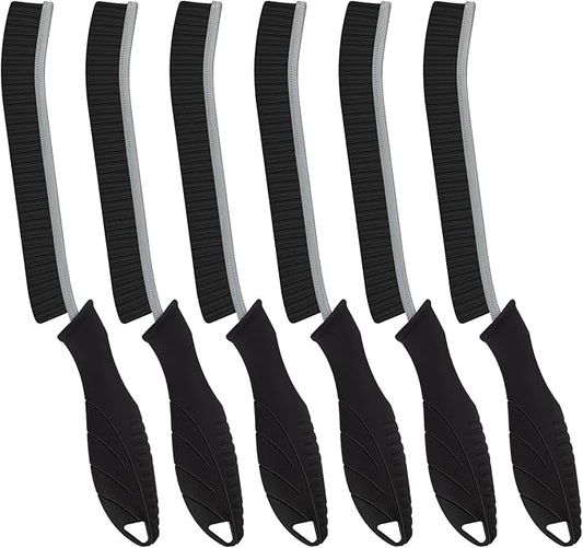 Hard Bristle Crevice Cleaning Brush - Home Cleaning Tools, Multi-Purpose Crevice Supplies for Kitchen, Bathroom, Toilet, Window, Vehicle, Faucets, Grout, Home (6, Black)