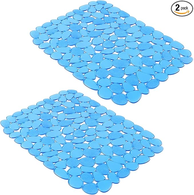 Yolife Pebble Sink Mats for Stainless & Porcelain Sinks, PVC Saddle Protectors - Dish & Glassware Guard (Blue,2 Pack)