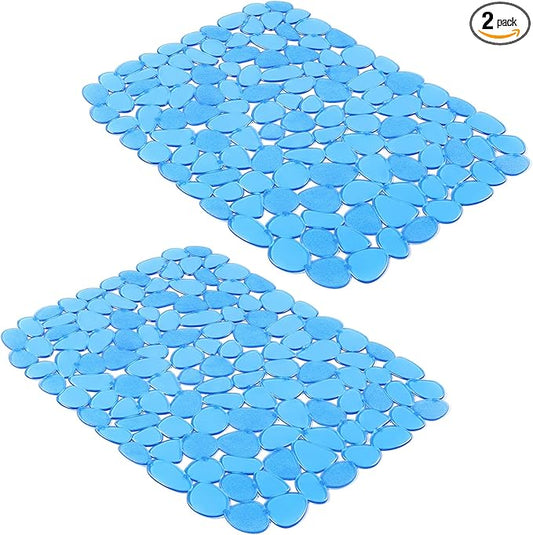 Yolife Pebble Sink Mats for Stainless & Porcelain Sinks, PVC Saddle Protectors - Dish & Glassware Guard (Blue,2 Pack)