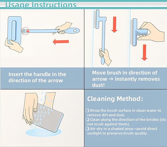5 Pack Window Cleaning Brush Tool Kit, Dry and Wet Use Window Mesh Screen Cleaner, Detachable Handle, Multi-Functional Window Track Cleaning Brush for Window Sills and Grooves