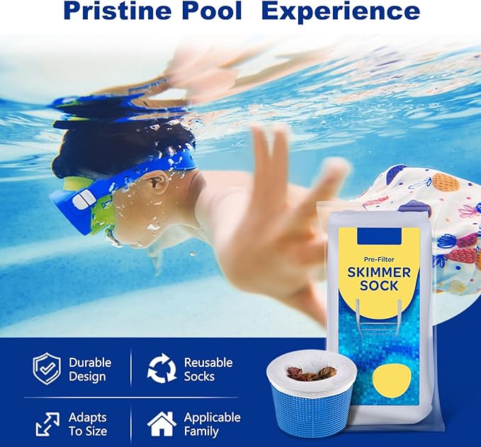 150 Pack Pool Skimmer Socks for Pool Filters, Filters Baskets and Skimmers to Filter Debris and Leaves, Protact Filter System of Inground and Above Ground Pools