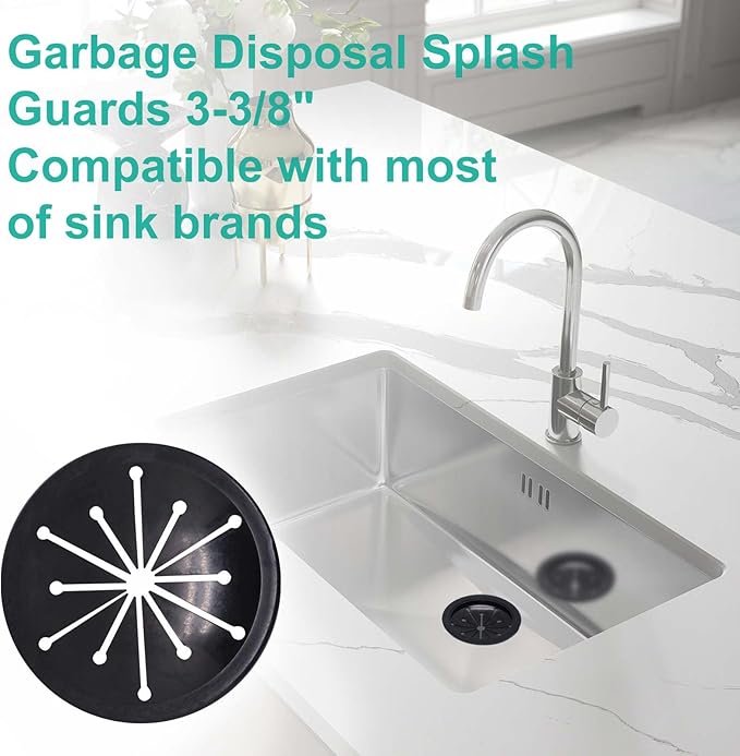 2pcs 3-3/8" Garbage Disposal Splash Guard, Quiet Garbage Guard Disposal Drain Cover Garbage Disposals Rubber Drain Plugs Sink Splash Guard Replacement (Style B)