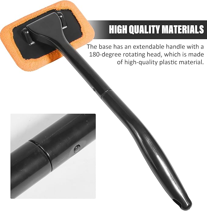 RACOONA Windshield Cleaning Tool,Car Cleaning Window Tool,Car Window Cleaner Tool,Car Accessories Car Window Cleaner with Unbreakable Extendable Handle and Microfiber Cloth for Auto Glass Wiper Car