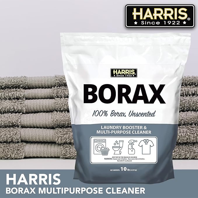 Harris Borax Powder Hard Water Laundry Booster and Multi-Purpose Cleaner, 10lb (Unscented)