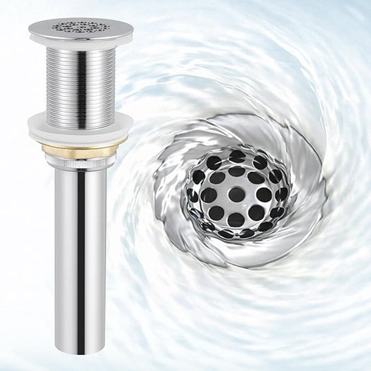 KES Bathroom Sink Grid Drain Without Overflow, Faster Drainage with Anti-Clog Grid, Polished Chrome Vanity & Vessel Drain Strainer, Solid Stainless Steel & Brass, S2021D-CH