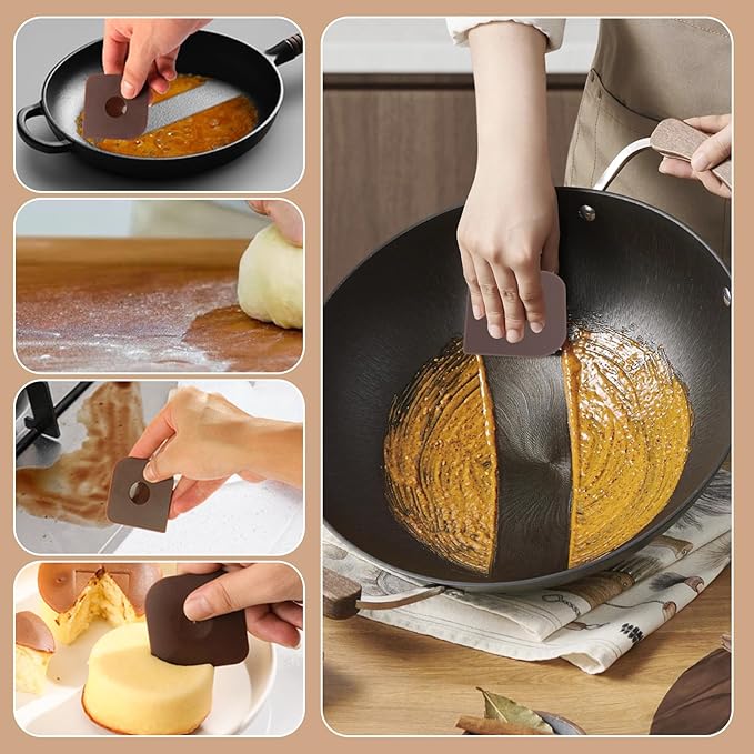 20Pcs Pan Scraper Nylon Pot Scrapers Dish Scraper Tool Portable Food Scraper Pot Scraper Cast Iron Skillet Pan Cleaner Scraper Nonslip Grease Scraper for Cast Iron Skillet Cookware