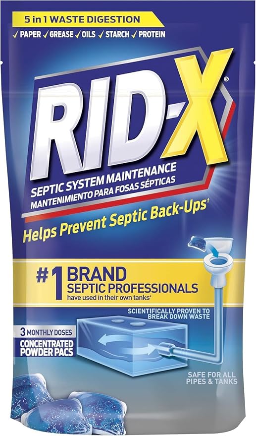 RID-X Septic Tank Treatment Pods – 3 Month Supply, Dual Action Enzymes and Bacteria to Break Down Waste & Prevent Backups