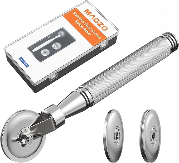 MAGZO Heavy-Duty Screen Roller Tool Kit, Best Stainless Steel Material Withstand Thousands of Use, Spline/Repair Tool with 3 Wheel Types for Installing/Replacing Window/Door Screens, Easy to Handle