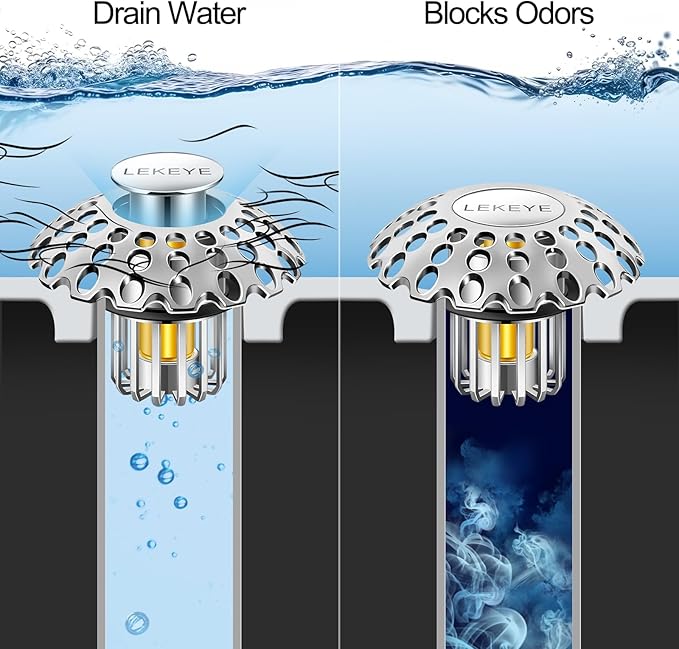 LEKEYE Bathroom Sink Stopper | Shower Drain Hair Catcher | Pop Up Sink Drain Plug | Bathroom Sink Drain Strainer for 1-1/8"to 1-3/8" to 1-1/2" Drain Holes