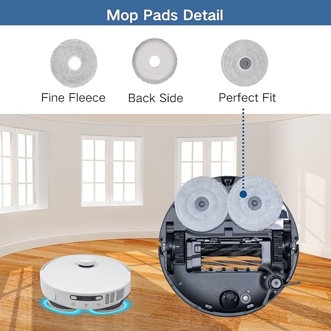 Robot Vacuum Replacement Accessories Kit Compatible with Dreame L50 Ultra, Dreame X50 Ultra, Mova V50 Ultra, Dreame L40s Ultra - 8 Mop Pad,7 Dust Bag,6 Side Brush,6 Filter,2 Detangling Dual Main Brush