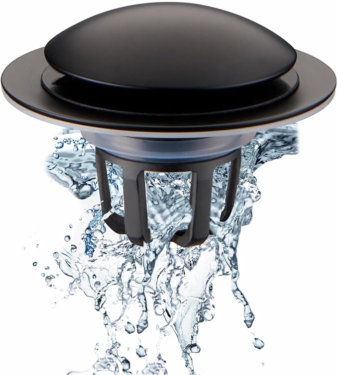 Bathroom Sink Drain Stopper,Welsan Universal Pop Up Drain Strainer with Hair Catcher for 1 1/8"-1 1/2" Drain Hole,Anti-Clogging Design Matte Black