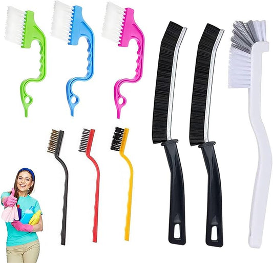 9-Piece Window Track Hard Bristle Gap Cleaning Brush Set, Multi-Purpose Household Cleaning Tool for Cleaning Kitchen, Cups, Bathroom, Window Tracks, Corners and Small Spaces