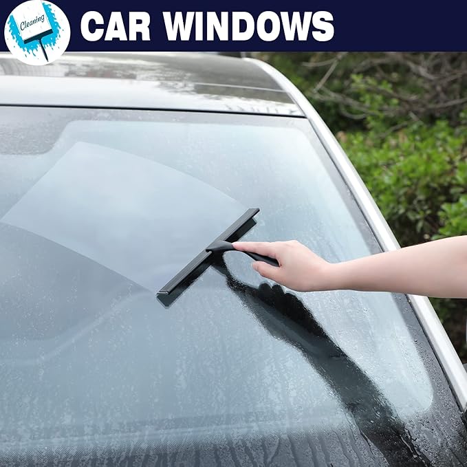 Shower Squeegee, 10-Inch Matte Black Squeegee, All-Purpose Stainless Steel Squeegee for Bathroom, Shower Doors, Mirrors, Tiles and Car Windows - 100% Streak Free