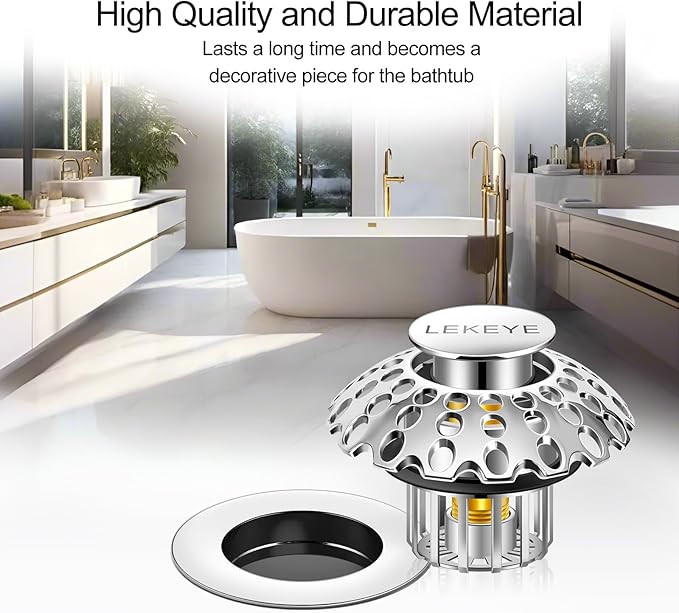 LEKEYE Tub Stopper | Shower Drain Hair Catcher | Bathroom Bathtub Plug | Pop Up Bathtub Drain Stopper for 1-1/2" to 1-3/4" Bath Drain Hole