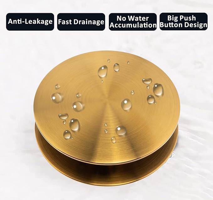 Artiwell Universal Bathroom Sink Drain Stopper, Fits Most Pop-Up Drains for Vessel Sink Lavatory Vanity, Sink Drain Strainer with Detachable Hair Catcher, Tested by Plumber in US (Brushed Gold)