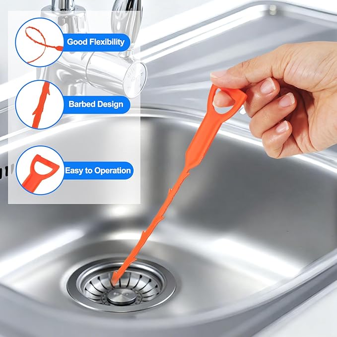 P Trap Cleaner Set,3 IN 1 P Trap Brush for Shower Kitchen Sink Bath Tub Bathroom,Including 20 Inch Drain Snake Remover,61 Inch Flexible Wire Brush,18 Inch All Bristle Brush