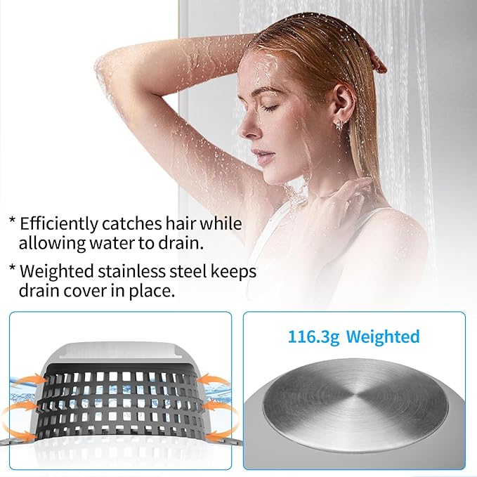 Aluvor Shower Drain Hair Catcher Bathtub Drain Cover Shower Protector for Pop-Up & Regular Drains