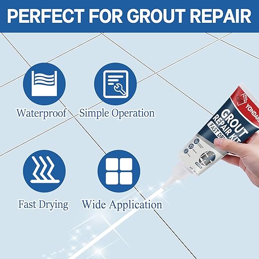 2 Pack White Grout Sealer - Filler Tube, Fast Drying Grout Pen Paint, Repair Kit for Bathroom, Shower, Kitchen, Floor Tile Joints