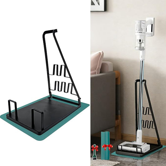 EZ SPARES No Installation Required,Vacuum Stand Frame,Accessories Storage Docking Station Holder,Metal Bracket,big base,Compatible with Dys,Eureka,tineco,dreame,Fit Most Stick Vacuum Cleaner(Black)