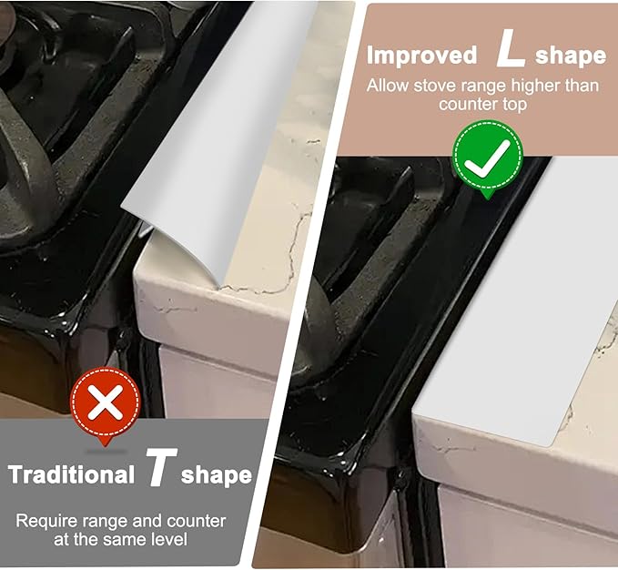 Stainless Steel Stove Gap Covers, Stove Gap Filler, Oven Gap Filler, Range Trim Kit in Kitchen, JessWednes 2 PCS Extendable Guard 13.8" to 27.5", Width 0.79", Heat Resistant and Easy to Clean (WHITE)