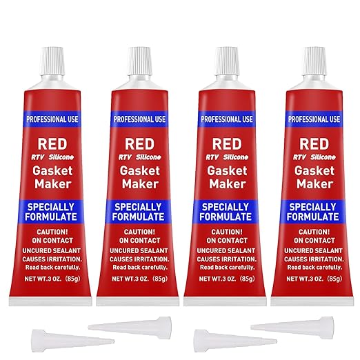 RTV Silicone Gasket Maker, High Temp Silicone Resist Oil, Anti-Freeze RTV Silicone Sealant for Engines, Gearboxes, Pumps, Superchargers (Red, 340g)