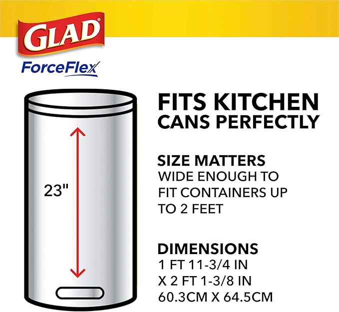 Glad ForceFlex Tall Kitchen Drawstring Trash Bags,13 Gal,Gain Original,80 Ct (Package May Vary),(Pack of 3)