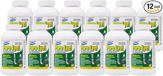 ComStar Pure Lye, 2 lb, Unique Sodium Hydroxide Beads | Drain Opener & Soap Making | Biodegradable, Eco-Friendly (Pack of 12)