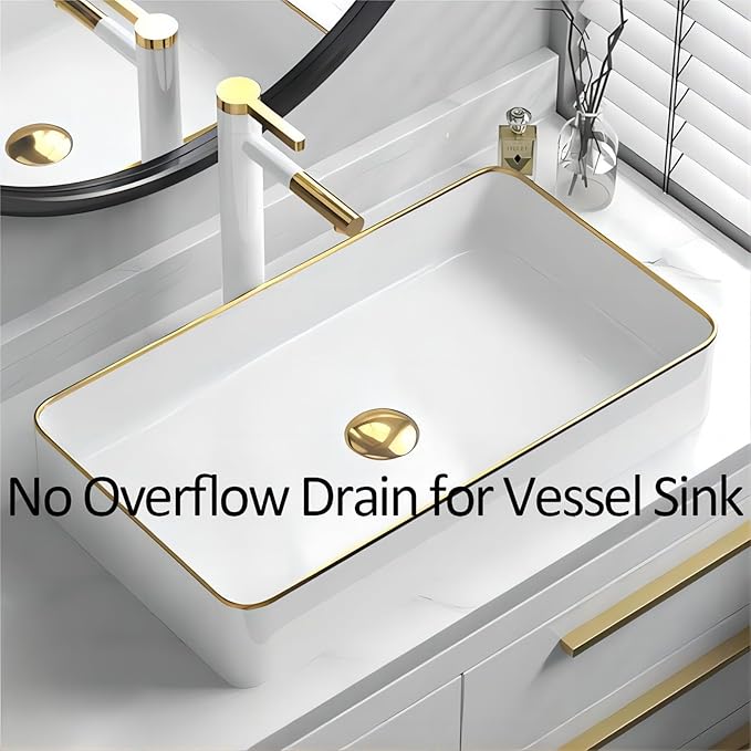 Polish Gold Vessel Sink Drain, Bathroom Sink Drain Without Overflow,Y1618W-TG
