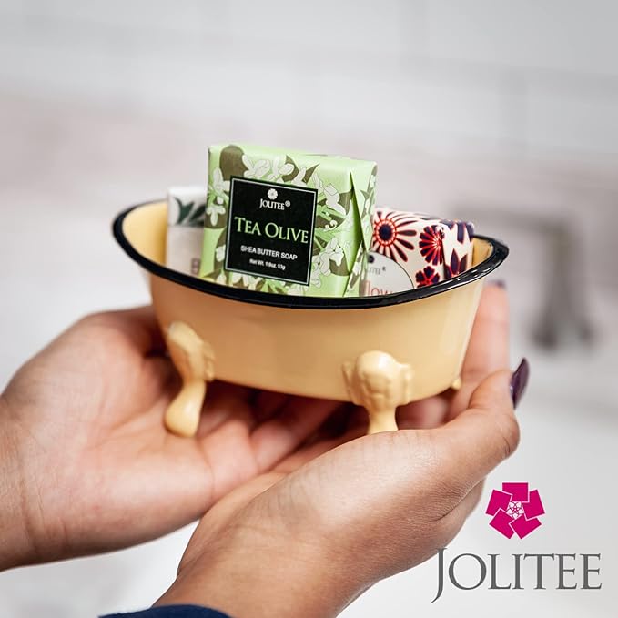 Rustic Enamel 1 Piece 5.5" Metal Clawfoot Mini Bathtub Soap Dish Mini Bath Tub Decoration Clawfoot Tub Soap Caddy Lemon