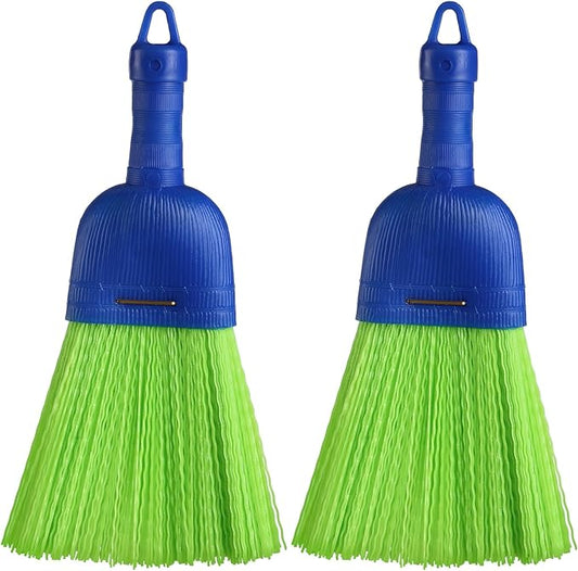 Domensi 2 Pcs Whisk Broom Poly Fiber Handheld Brush Hand Brush Outdoor Car Broom with Hang Hole for Cleaning Inddoor Porches Floors Decks Driveways Dirt Dust