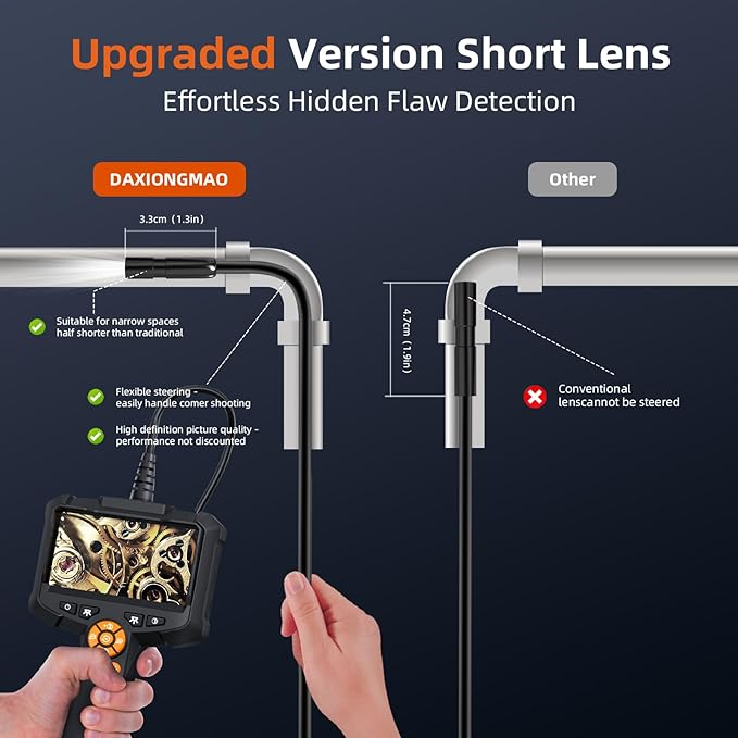 Daxiongmao Endoscope Camera with Light, 1080P HD Borescope, IP67 Waterproof Snake Camera – Ideal for Inspecting Walls, Vents, Automotive Engines, Pipes – A Great Gift Tool for Men (33ft)