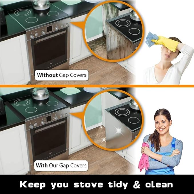 SEVCHY Silicone Stove Gap Covers (2 pack), Oven Gap Filler, Heat Resistant Stove Gap Filler, Seal Gap between Stovetop and Counter, Easy Clean (30 inch, Clear)