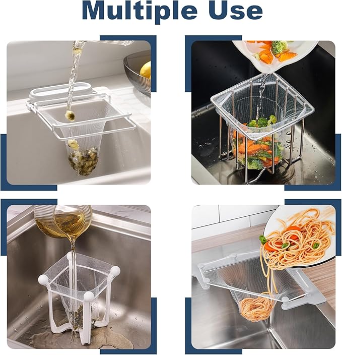 200 PCS Large Kitchen Disposable Mesh Sink Strainer Bag for Meshmate Waste Rack, Sink Strainer Elastic Anti-Clogging Sink Drain Strainer Collecting Kitchen Food Waste Garbage