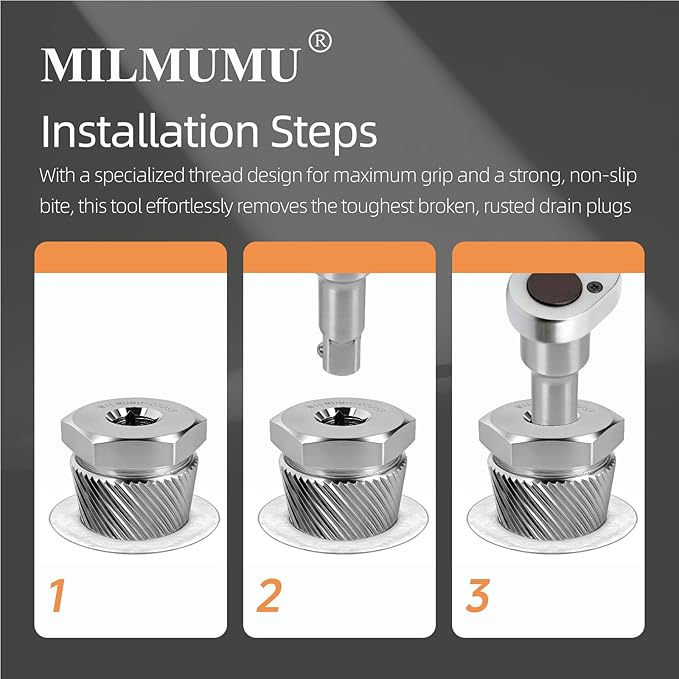 1.5" Tub Drain Extractor Removes Old Broken Stubborn and Rusted Drains with Ease Strong Grab Plumbing and Rusted Drains with Ease Strong Grab Plumbing（ M05255 1.5")-1PACK