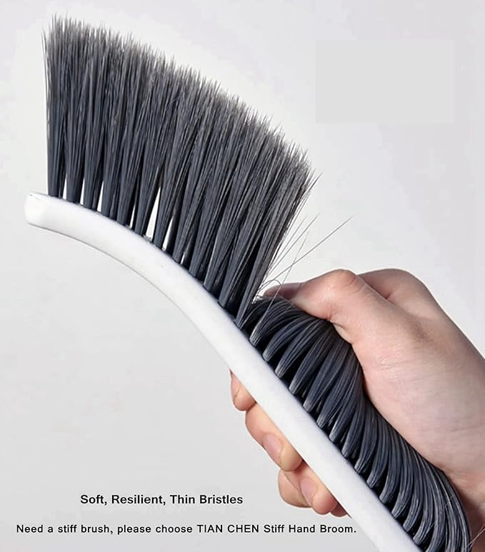 Dust Brush, 2pcs 14" Narrow Skinny Soft Bristles Hand Whisk Broom, Cleaning Tight Spaces/Bed/Couch/Drafting/Clothes/Upholstery/Art (2)