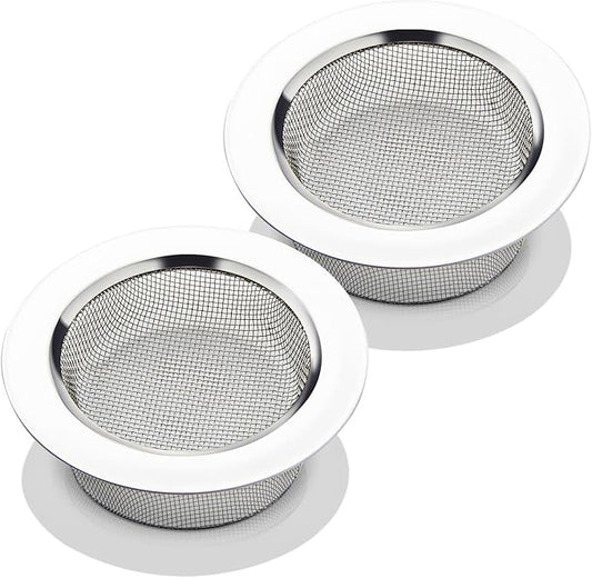 2PCS Kitchen Sink Strainer-Stainless Steel Mesh Drain Strainer,Large Wide Rim 4.5" Diameter