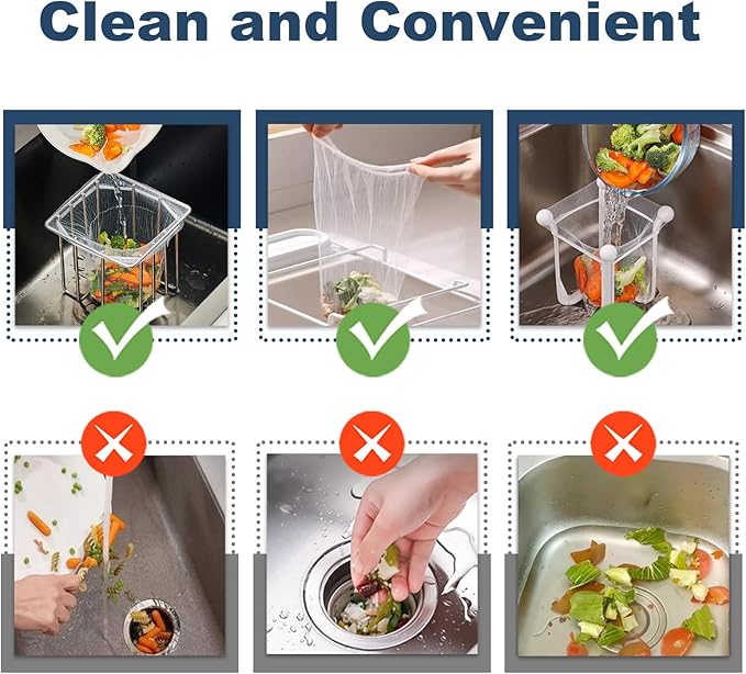 200 PCS Large Kitchen Disposable Mesh Sink Strainer Bag for Meshmate Waste Rack, Sink Strainer Elastic Anti-Clogging Sink Drain Strainer Collecting Kitchen Food Waste Garbage