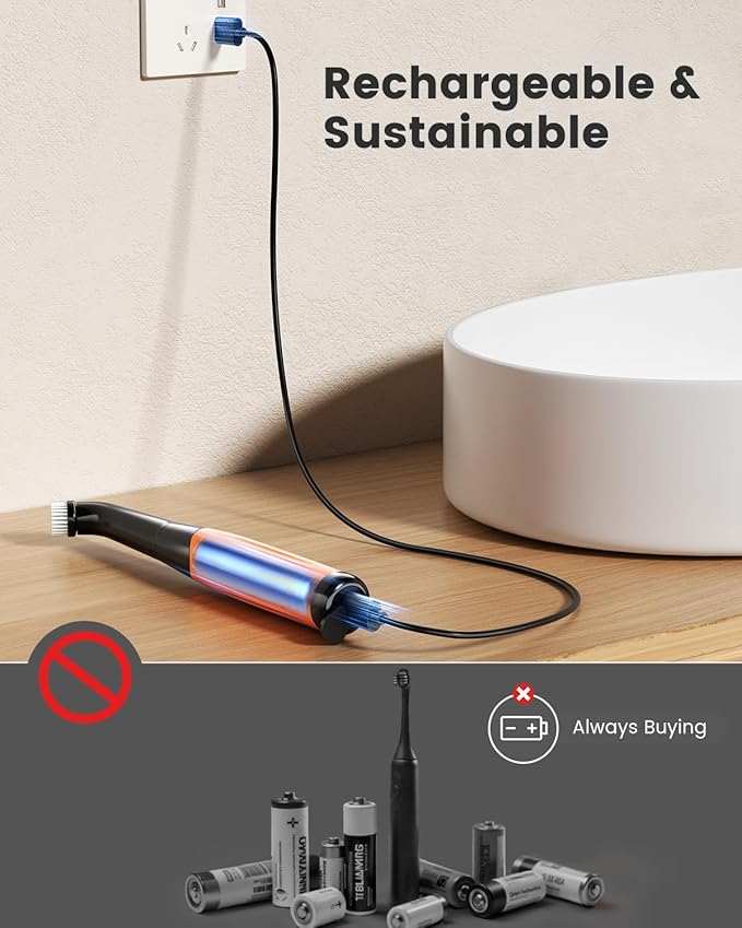 Rechargeable Electric Grout Brush, Upgraded Cordless Power Scrubber Kit, Waterproof Cleaning Brush & 6 Replacement Heads for Bathroom, Kithchen, Tub, Grout, Crevice