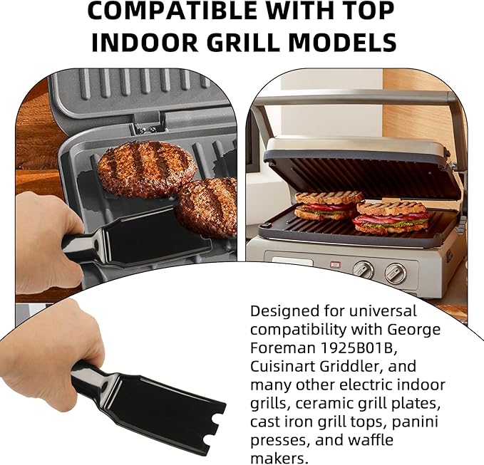TonGass Upgrade Grill Scraper Compatible with George Foreman 1925B01B, Plastic Grill Spatula for George Foreman Indoor Grills & Most Other Indoor Grills with Grooves, Heat-Resistant & Durable