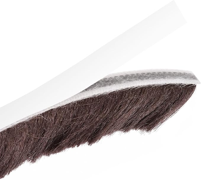 uxcell Weather Stripping Brush, 40ft L x 0.35" W x 0.9" H Self-Adhesive Seal Weatherstrip Sweep Brush Brown for Door Window