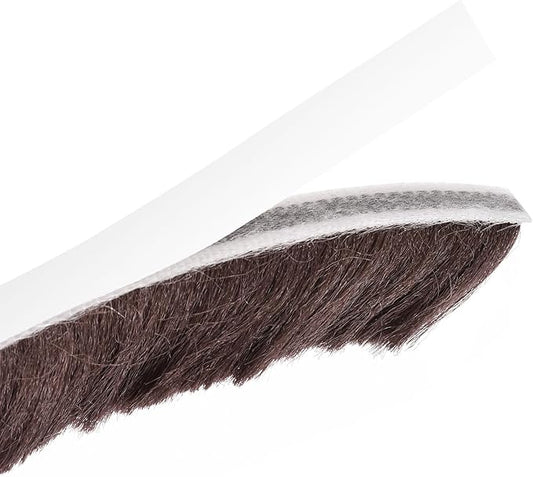 uxcell Weather Stripping Brush, 40ft L x 0.35" W x 0.9" H Self-Adhesive Seal Weatherstrip Sweep Brush Brown for Door Window