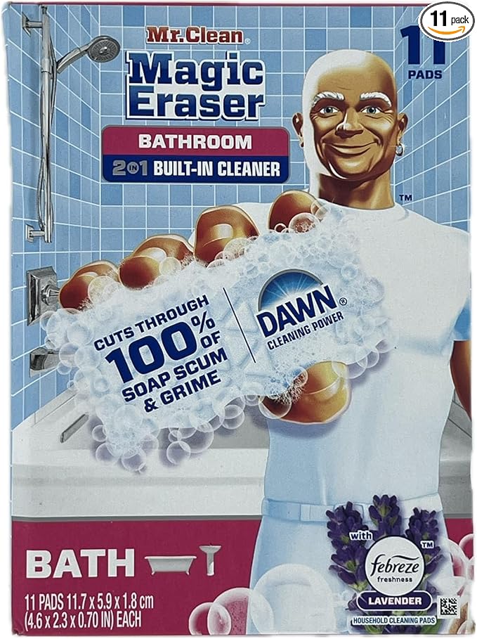 Mr. Clean Magic Eraser Bathroom 2 in 1 Built in Cleaner, 11 Count