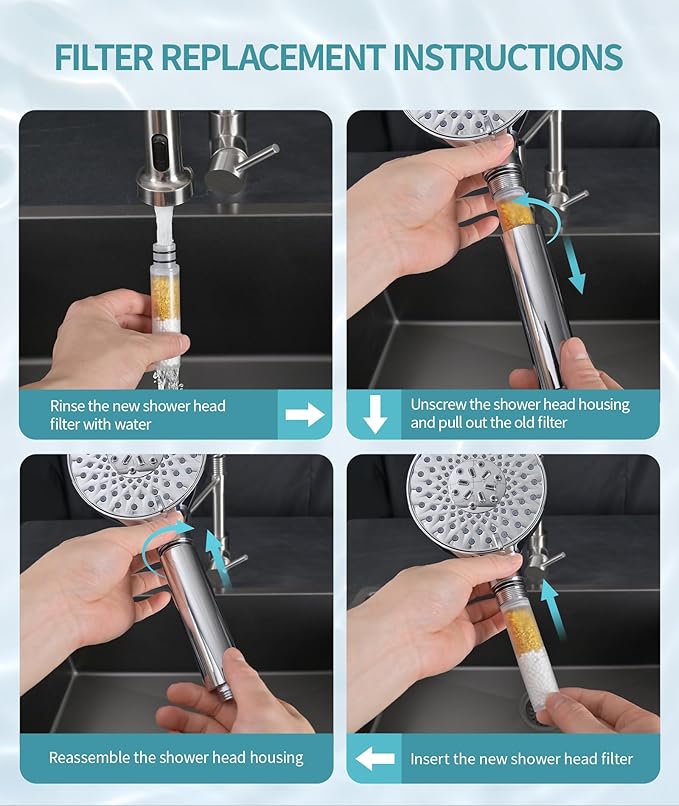 SR SUN RISE Shower Filter for Handheld Shower Head, NSF Certified 2 Pack Replacement Filters for Hard Water Remove Chlorine and Harmful Substances Only Fits SR SUN RISE Shower Head