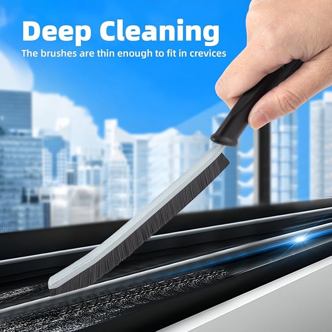 Hard Bristle Crevice Cleaning Brush-Thin Gap Scrub Brush, Small Cleaning Brush, Grout Brush, Kitchen Brush, Cleaning Tools for Toilet, Bathroom, Sink, Home, Household, Window (6, Green)