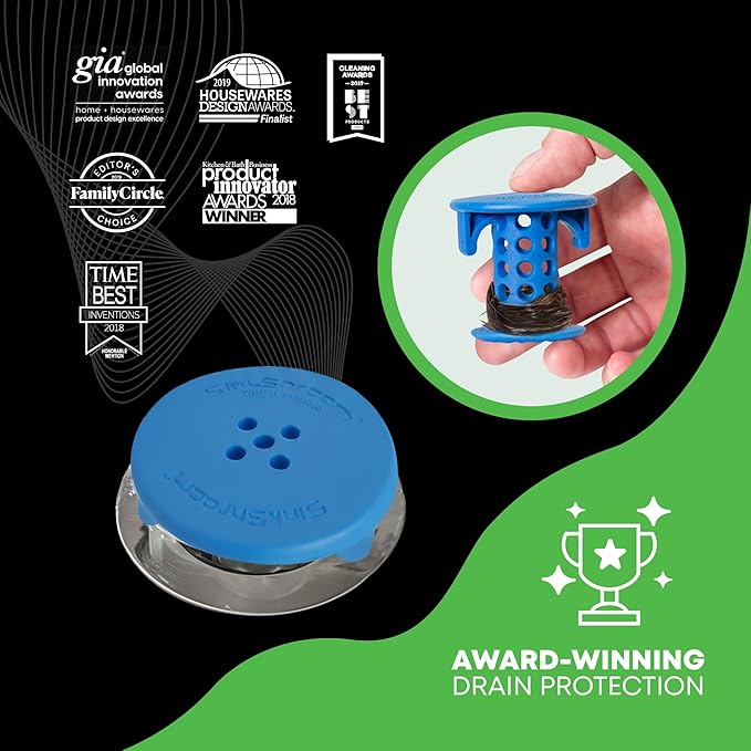 SinkShroom SSBLU988 Sink Drain Protector Hair Catcher/Strainer/Snare, Blue