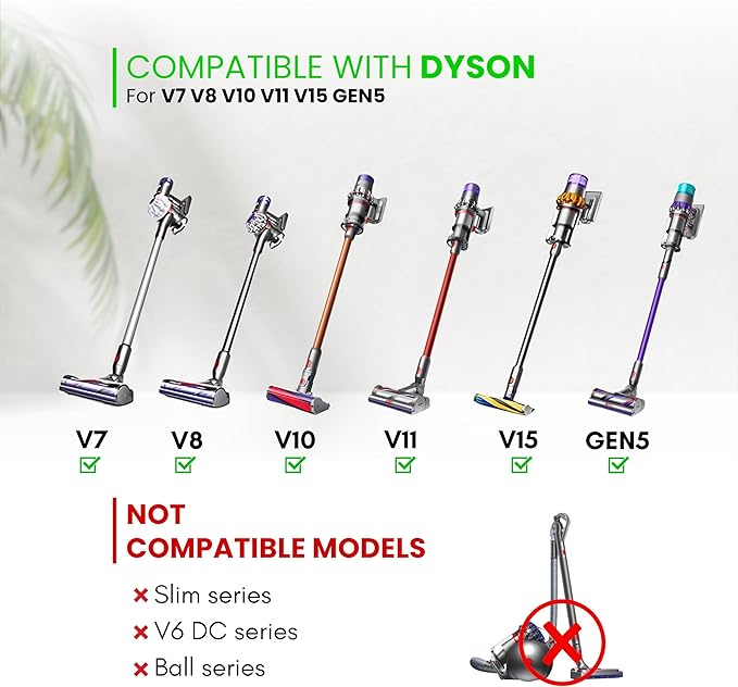for Dyson Vacuum Cleaning Tools for Hard to Reach Places: Flexible Crevice Tool and Soft Dust Brush with Adjustable Angle - Vacuum Attachments for Dryer Vents, Corner, Ceiling Fans, Top of Furniture