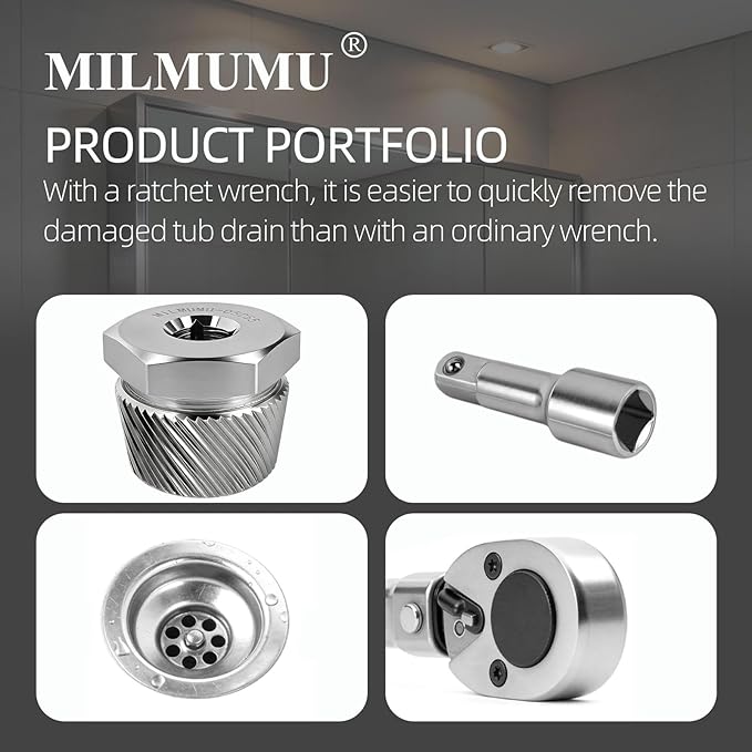 1.5" Tub Drain Extractor Removes Old Broken Stubborn and Rusted Drains with Ease Strong Grab Plumbing and Rusted Drains with Ease Strong Grab Plumbing（ M05255 1.5")-1PACK