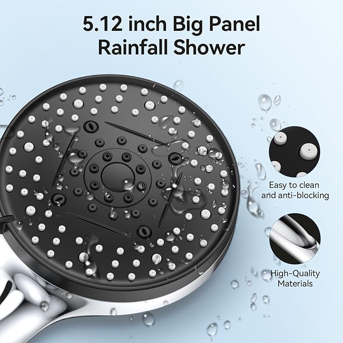 VOXON Shower Head High Pressure 10 Functions, Built-in 2 Power Wash Mode to Clean Corner, Non-Clogging Nozzles, Leakproof Stainless Steel Hose&Adjustable Bracket,for Man, Women, Pet